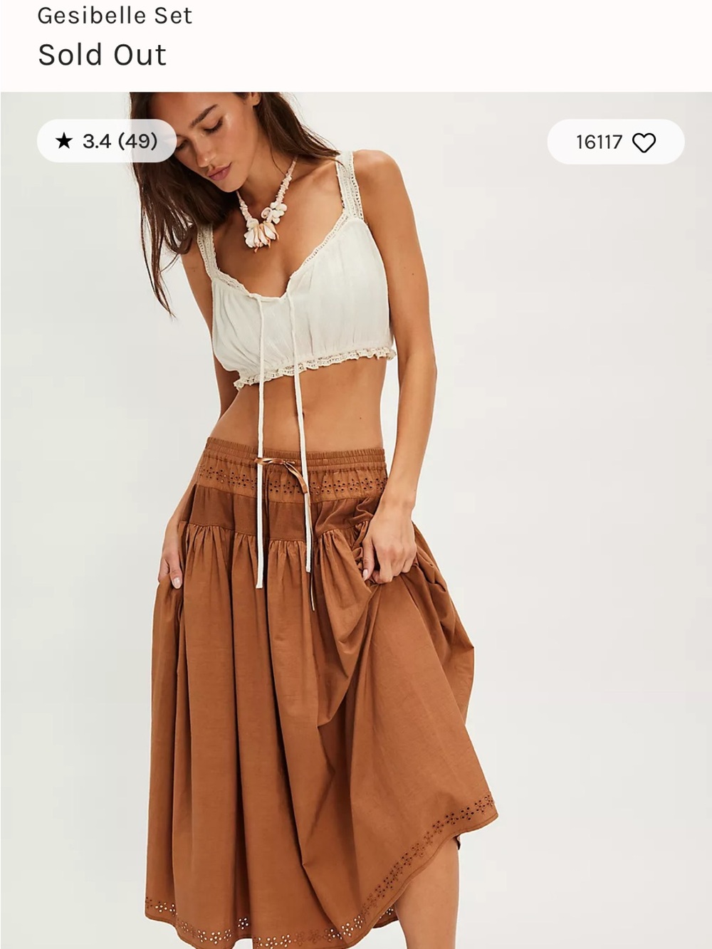 Free People Rust Brown Eyelet Lace-Up Dress Top - Picture 11 of 13